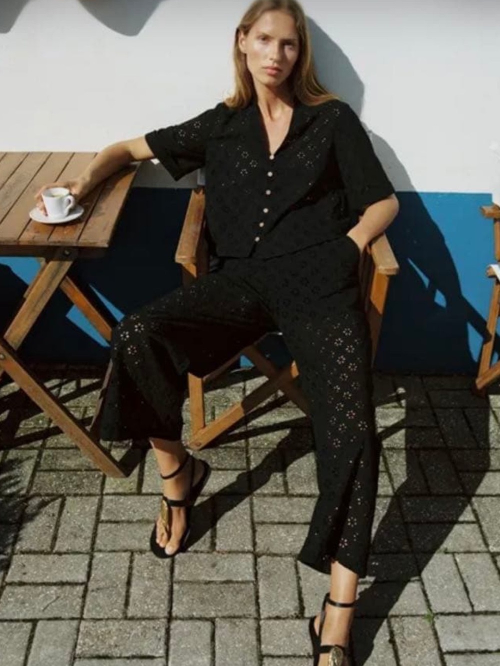Zara Black Eyelet pants